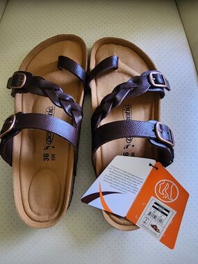 Womens Braided Strap Brown Sandals